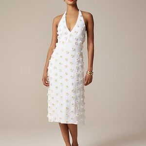 J. Crew White Floral Midi Dress